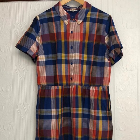 New Seasalt Cornwall sustainable tartan checks cotton summer dress size 10-12 - Picture 3 of 5
